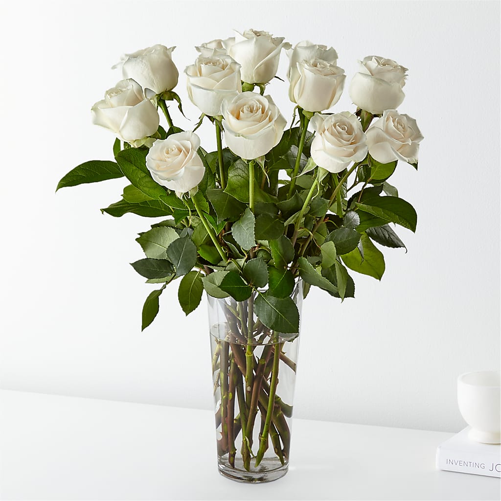 Long Stem White Rose Bouquet – TIM'S TREEHOUSE NURSERY & FLORAL, Sutherlin OR