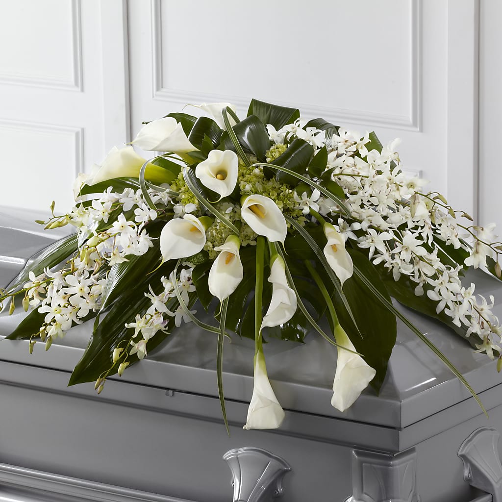 Angel Wings Casket Spray – TIM'S TREEHOUSE NURSERY & FLORAL, Sutherlin OR