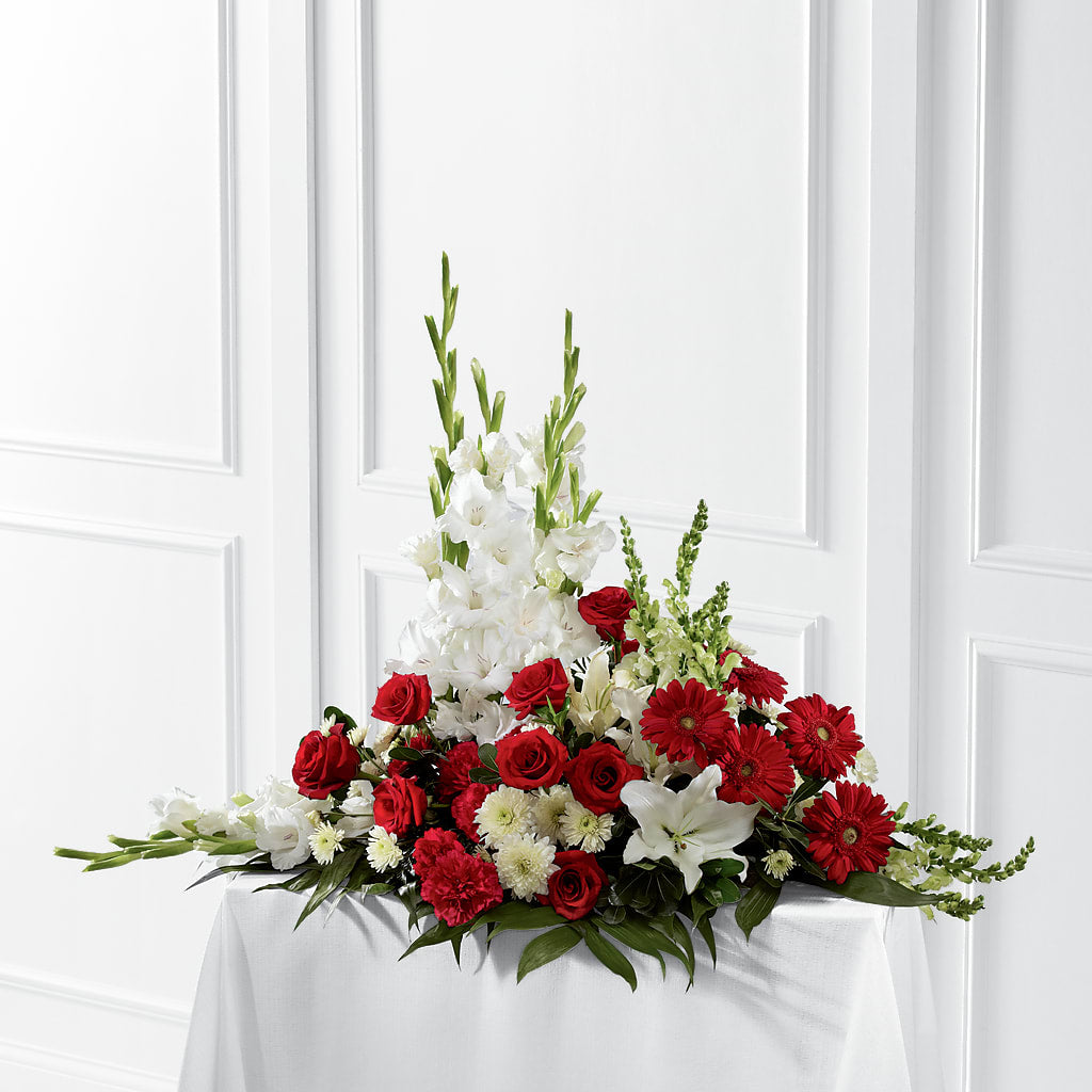 Crimson & White Arrangement – TIM'S TREEHOUSE NURSERY & FLORAL, Sutherlin OR