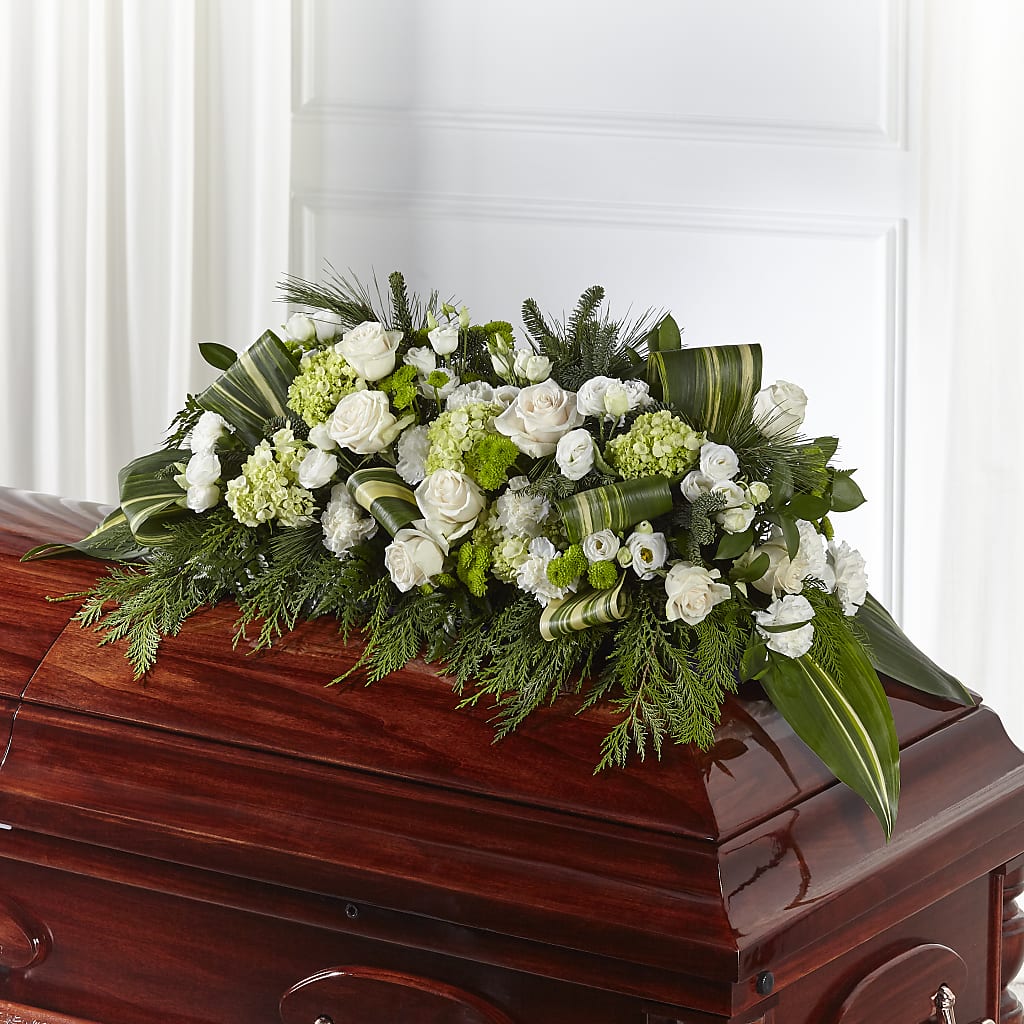 Hopeful Gesture Casket Spray – TIM'S TREEHOUSE NURSERY & FLORAL, Sutherlin OR