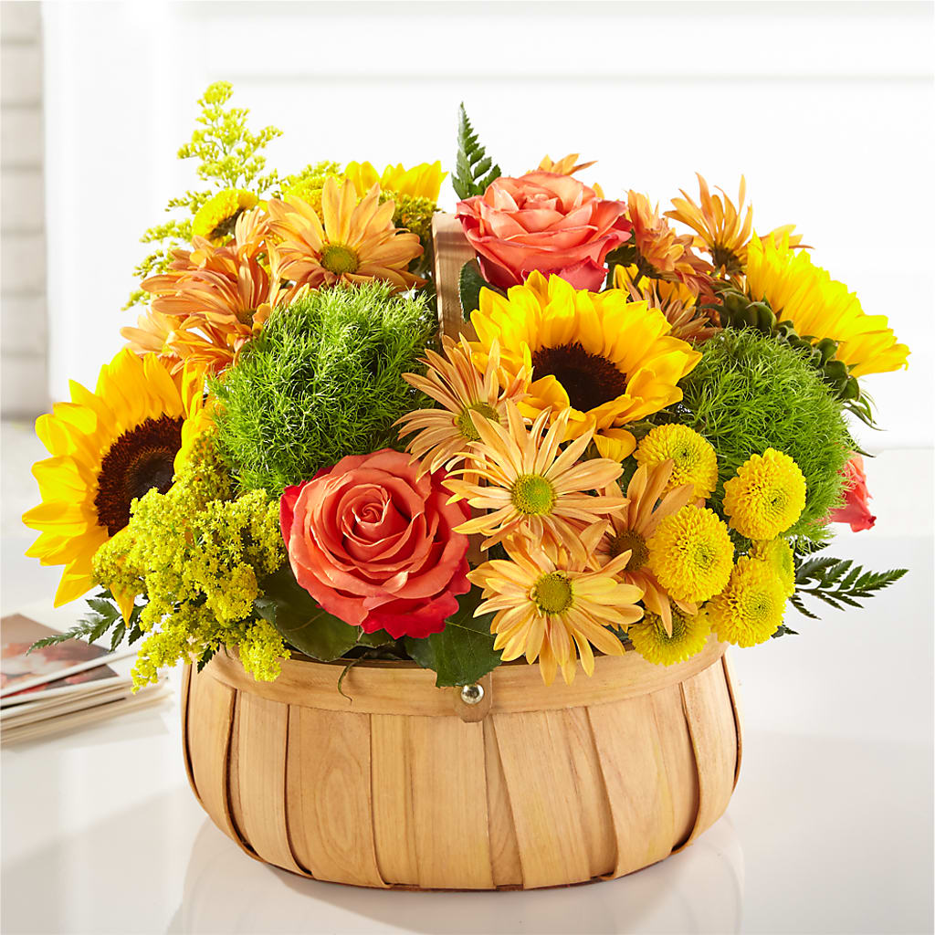 Harvest Sunflower Basket – TIM'S TREEHOUSE NURSERY & FLORAL, Sutherlin OR