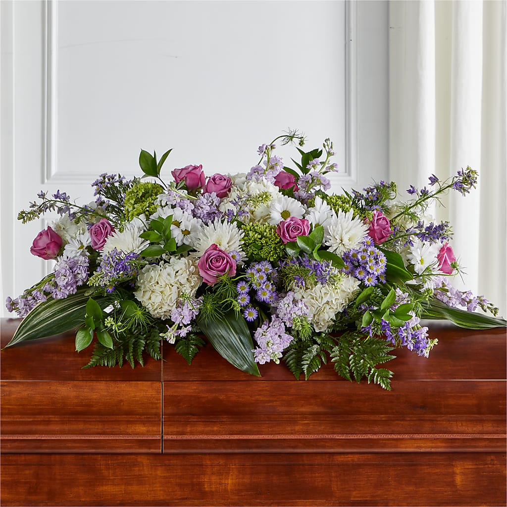 Meadows of Serenity Casket Spray – TIM'S TREEHOUSE NURSERY & FLORAL, Sutherlin OR