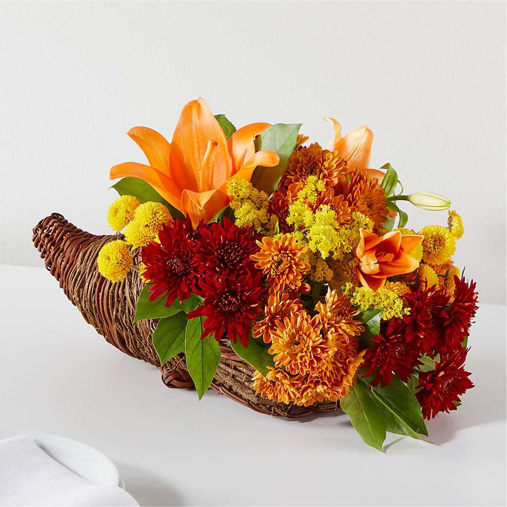 Bouquet of Blessings Cornucopia – TIM'S TREEHOUSE NURSERY & FLORAL, Sutherlin OR