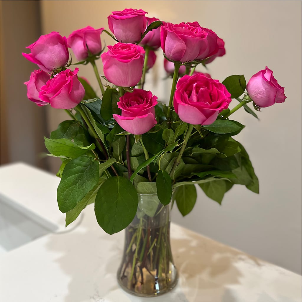 Long Stem Pink Rose Bouquet – TIM'S TREEHOUSE NURSERY & FLORAL, Sutherlin OR