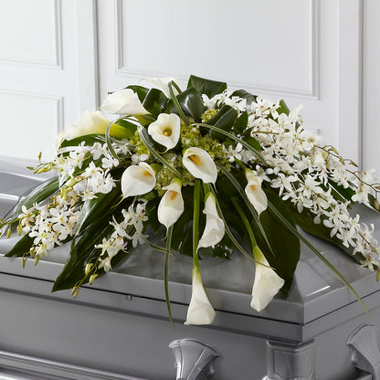 Angel Wings Casket Spray – TIM'S TREEHOUSE NURSERY & FLORAL, Sutherlin OR