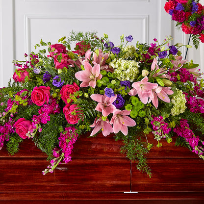 Radiant Tribute Casket Spray – TIM'S TREEHOUSE NURSERY & FLORAL, Sutherlin OR