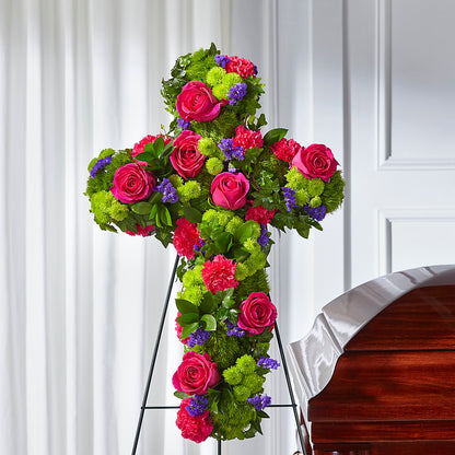 Tribute Rose Floral Cross – TIM'S TREEHOUSE NURSERY & FLORAL, Sutherlin OR