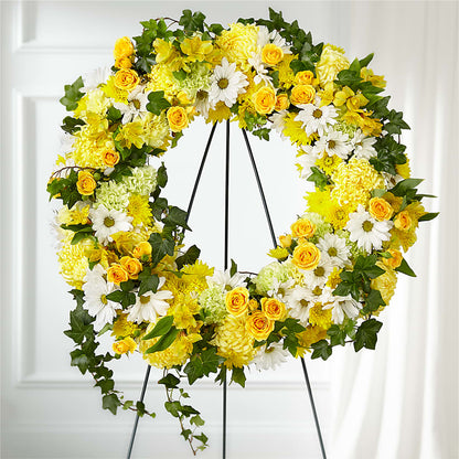 Golden Remembrance Wreath – TIM'S TREEHOUSE NURSERY & FLORAL, Sutherlin OR