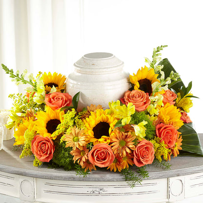 Faithful Sunflower Cremation Adornment – TIM'S TREEHOUSE NURSERY & FLORAL, Sutherlin OR