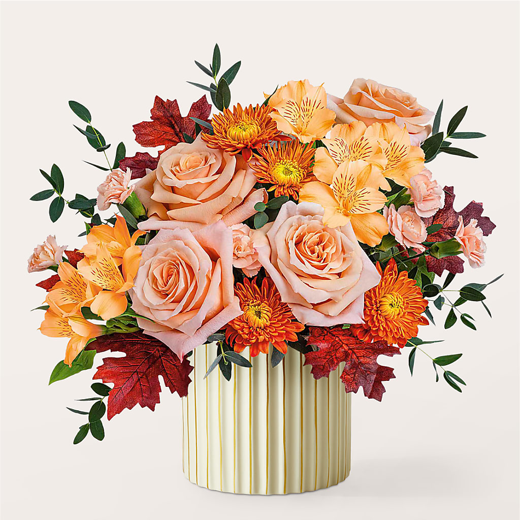 Spiced Latte Bouquet with Ivory Vase – TIM'S TREEHOUSE NURSERY & FLORAL, Sutherlin OR