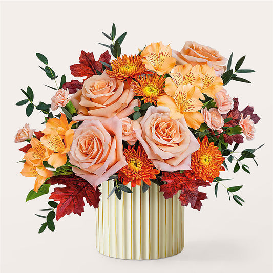 Spiced Latte Bouquet with Ivory Vase – TIM'S TREEHOUSE NURSERY & FLORAL, Sutherlin OR