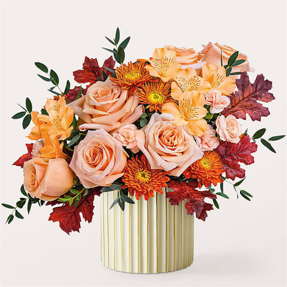 Spiced Latte Bouquet with Ivory Vase – TIM'S TREEHOUSE NURSERY & FLORAL, Sutherlin OR