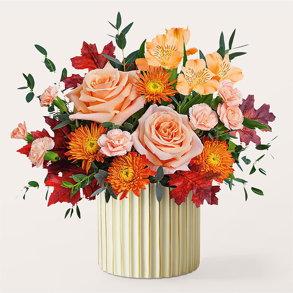 Spiced Latte Bouquet with Ivory Vase – TIM'S TREEHOUSE NURSERY & FLORAL, Sutherlin OR