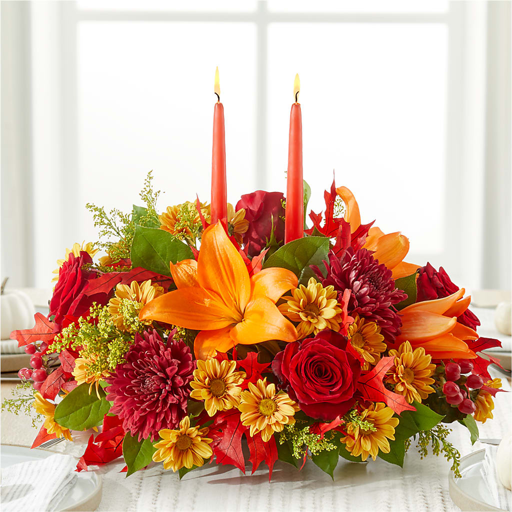 Autumn's Embrace Centerpiece – TIM'S TREEHOUSE NURSERY & FLORAL, Sutherlin OR