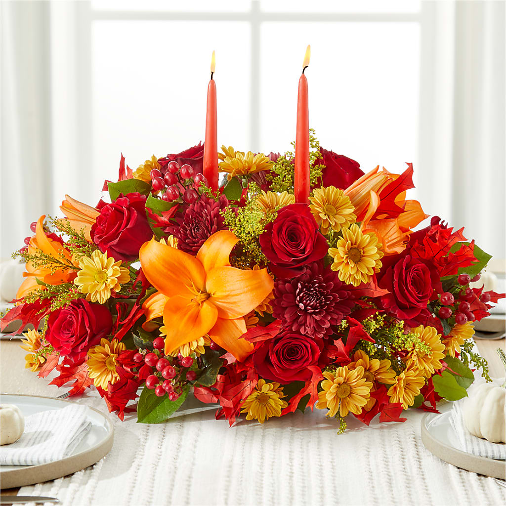 Autumn's Embrace Centerpiece – TIM'S TREEHOUSE NURSERY & FLORAL, Sutherlin OR